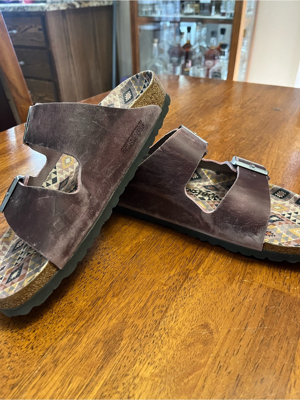Birkenstock Arizona Purple/Plum Leather Sandals - Picture 6 of 7